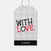 Charming Rustic Light Grey Buffalo Plaid With Love Cadeaulabel (Voorkant)
