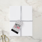 Charming Rustic Light Grey Buffalo Plaid With Love Cadeaulabel (Met Touw)