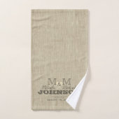 Charming Rustic Linen look Monogram Bad Handdoek (Handdoek)