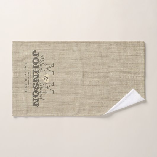 Charming Rustic Linen look Monogram Bad Handdoek (Handdoek)