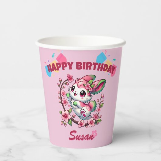 Charming Sakura Bunny Papieren Bekers (Achterkant)