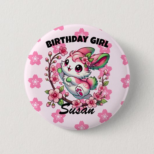 Charming Sakura Bunny Ronde Button 5,7 Cm (Voorkant)