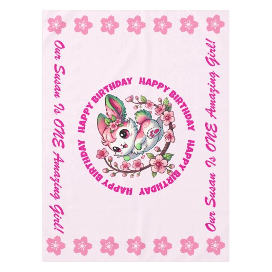 Charming Sakura Bunny Tafelkleed (Voorkant)