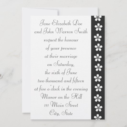 Charming Sakura in Black Wedding Invitation Kaart (Voorkant)