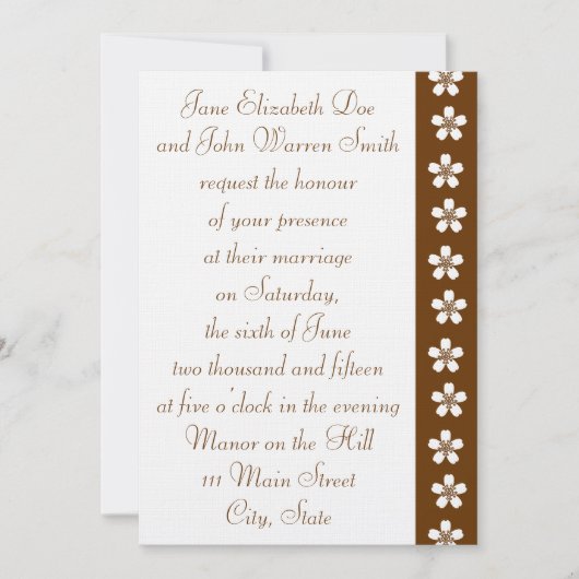 Charming Sakura in Chocolate Wedding Invitation Kaart (Voorkant)