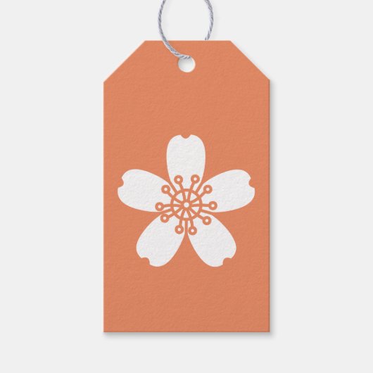 Charming Sakura in Coral Cadeaubijslage Cadeaulabel (Voorkant)