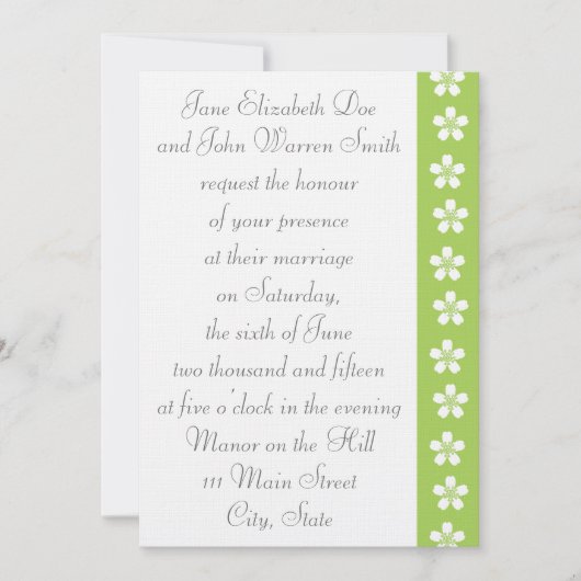 Charming Sakura in Peridot Wedding Invitation Kaart (Voorkant)