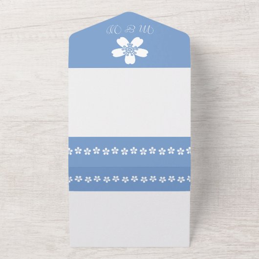 Charming Sakura in Periwinkle All In One Uitnodiging (Buitenkant)