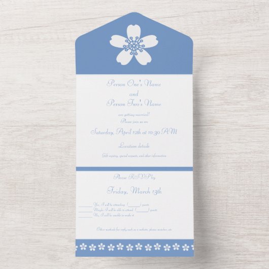 Charming Sakura in Periwinkle All In One Uitnodiging (Binnen)