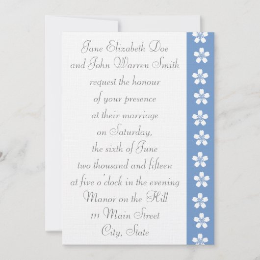 Charming Sakura in Periwinkle Wedding Invitation Kaart (Voorkant)
