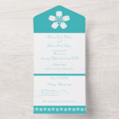 Charming Sakura in Turquoise All In One Uitnodiging (Binnen)