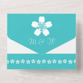 Charming Sakura in Turquoise All In One Uitnodiging (Achterkant)