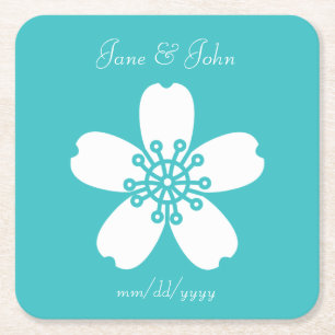 Charming Sakura in Turquoise Papieren Onderzetter