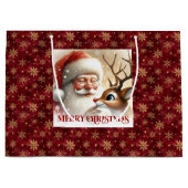 Charming Santa and Red Nose Rudolph Gift Bag Groot Cadeauzakje (Voorkant)