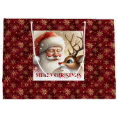 Charming Santa and Red Nose Rudolph Gift Bag Groot Cadeauzakje (Achterkant)