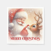 Charming Santa and Rudolph Christmas Napkins Dinne Servet (Voorkant)
