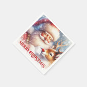 Charming Santa and Rudolph Christmas Party Dinner  Servet (Hoek)