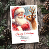 Charming Santa And Rudolph Scene Christmas Greetin Feestdagenkaart