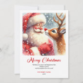 Charming Santa And Rudolph Scene Christmas Greetin Feestdagenkaart (Voorkant)