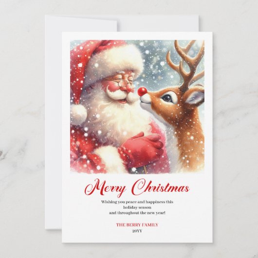 Charming Santa And Rudolph Scene Christmas Greetin Feestdagenkaart (Voorkant)