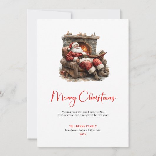 Charming Santa Claus Custom Editable Holiday Card Feestdagenkaart (Voorkant)