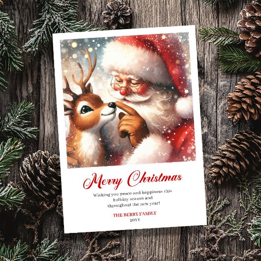 Charming Santa Claus Rudolph Humor Christmas Card Feestdagenkaart