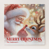 Charming Santa Claus Rudolph Personalized Kids Gif Legpuzzel (Verticaal)