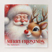 Charming Santa Claus Rudolph Personalized Kids Gif Legpuzzel (Verticaal)