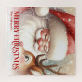 Charming Santa Claus Rudolph Personalized Kids Legpuzzel (Horizontaal)