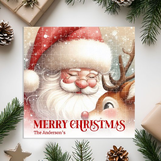 Charming Santa Claus Rudolph Personalized Kids Legpuzzel