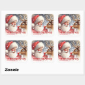 Charming Santa Claus Rudolph Personalized Kids Vierkante Sticker (Vel)
