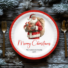 Charming Santa Claus Stylish Watercolor Dinner  Papieren Bordje