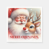 Charming Santa Rudolph Holiday Dinner Napkins Servet (Voorkant)