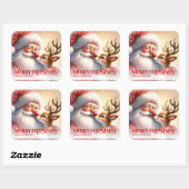 Charming Santa Rudolph Personalized Christmas Kids Vierkante Sticker (Vel)