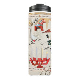 Charming Scandinavian Folk Christmas Thermosbeker