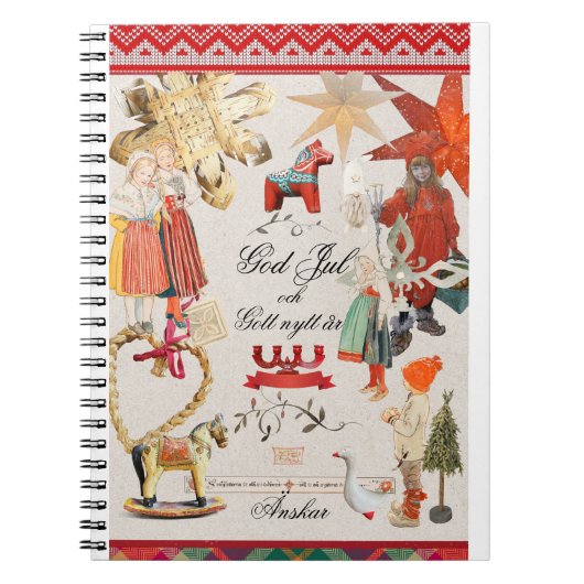 Charming Scandinavian Folk Christmas Wallpaper – V Notitieboek (Voorkant)