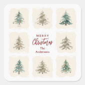 Charming Scandinavian Nordic Style Christmas Trees Vierkante Sticker (Voorkant)
