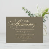 Charming Script Jubileum Invitation - Golden Kaart (Staand voorkant)