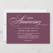 Charming Script Jubileum Invitation - Paars Kaart (Voorkant)