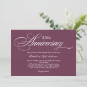 Charming Script Jubileum Invitation - Paars Kaart (Staand voorkant)