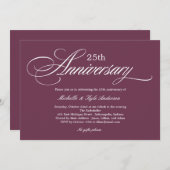 Charming Script Jubileum Invitation - Paars Kaart (Voorkant / Achterkant)