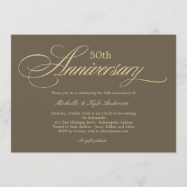Charming Script Jubileum Uitnodiging - Goud