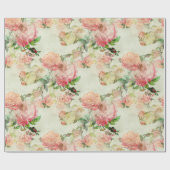 Charming Shabby Chic Pink Floral Rozen Art Patroon Cadeaupapier (Vlak)