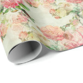 Charming Shabby Chic Pink Floral Rozen Art Patroon Cadeaupapier (Rol Hoek)