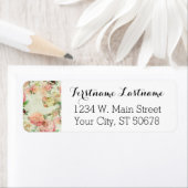 Charming Shabby Chic Pink Floral Rozen Art Patroon Etiket (Insitu)