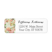 Charming Shabby Chic Pink Floral Rozen Art Patroon Etiket (Voorkant)