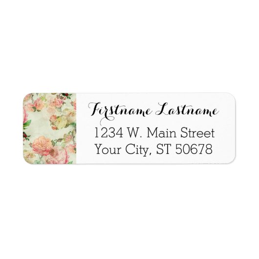 Charming Shabby Chic Pink Floral Rozen Art Patroon Etiket (Voorkant)