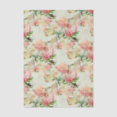 Charming Shabby Chic Pink Floral Rozen Art Patroon Tissuepapier (Voorkant)