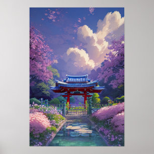 Charming Shrine en Cherry Blossom Poster