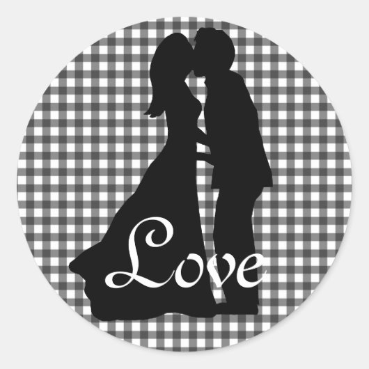 Charming Silhouette Kissing Couple Wedding Ronde Sticker (Voorkant)
